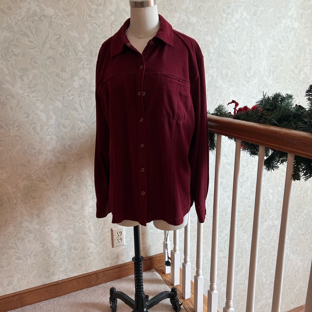 I. E. Relaxed faux suede snap up shirt
